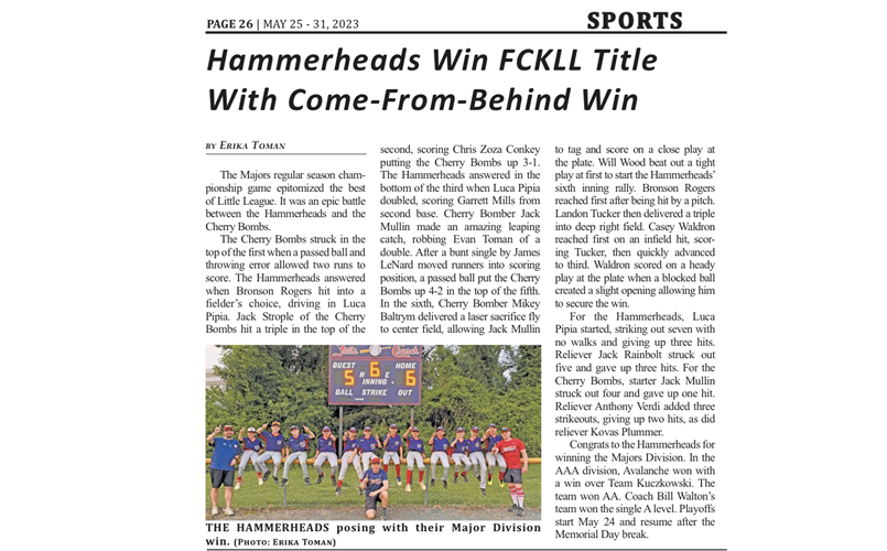 Hammerheads Win Majors Title